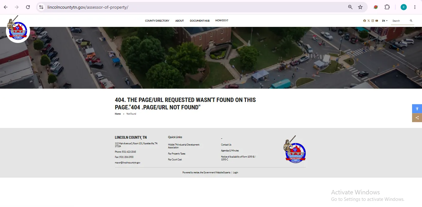 Lincoln County Tennessee property assessor search interface showing TN Property Viewer parcel owner and address lookup system 2026